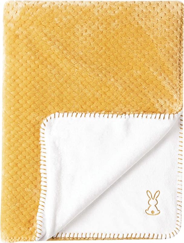  - couverture plaid bébé 100 x 75 cm jaune blanc 